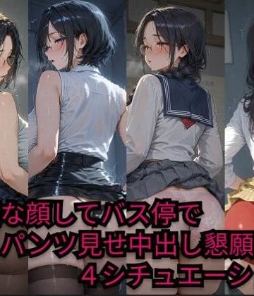 【同人熟専】清楚な顔してバス停でパンツ見せ中出し懇願4シチュエーション｜JiroJohn Collection